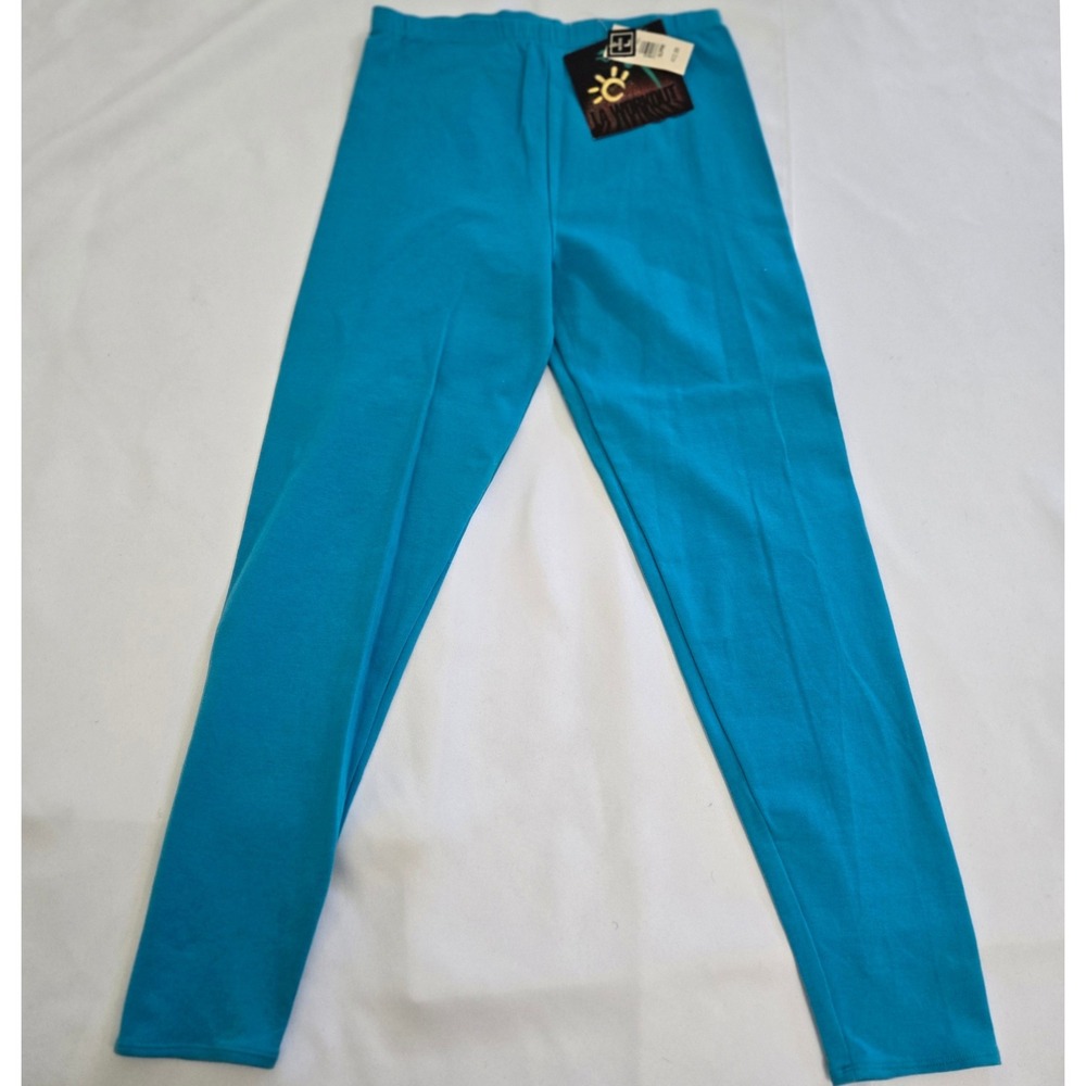 Vintage LA Workout Vintage Leggings Womens‎ Size L Blue Cotton Blend 90s NOS NWT